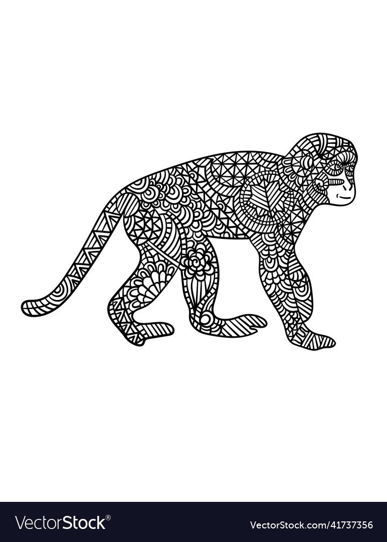 Chimpanzee mandala coloring pages for adults