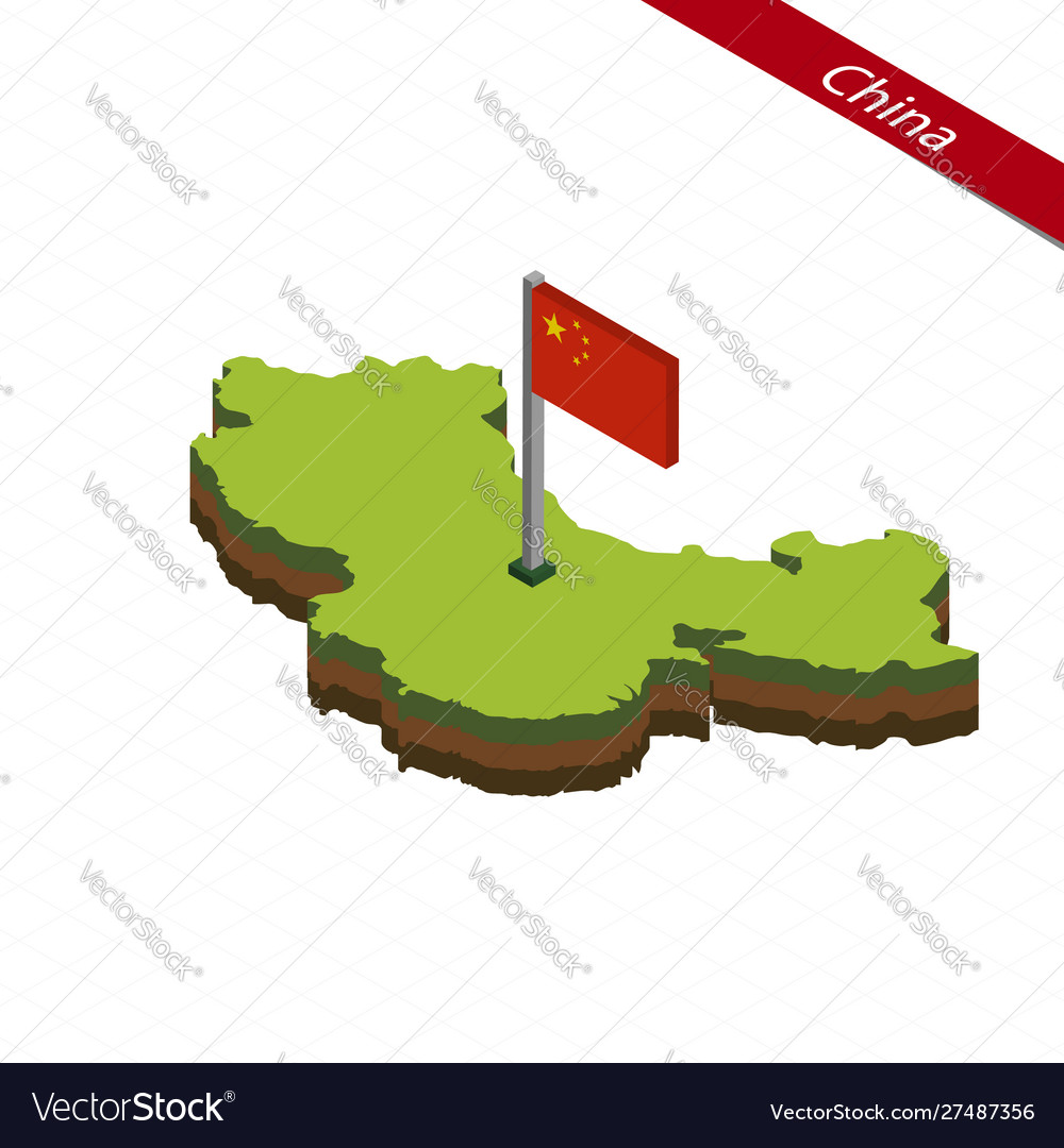 China Isometric Map And Flag Royalty Free Vector Image China Isometric Map And Flag Royalty Free Vector Image