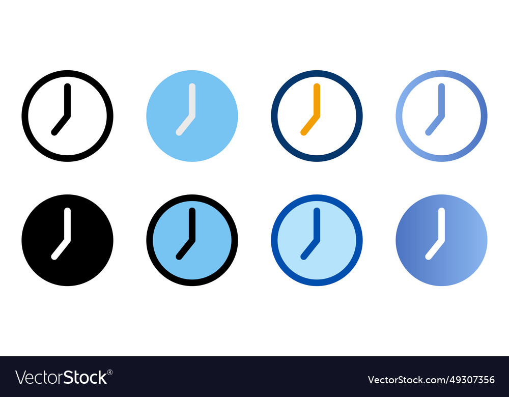 Clock icons in different style vector image Clock icons in different style
