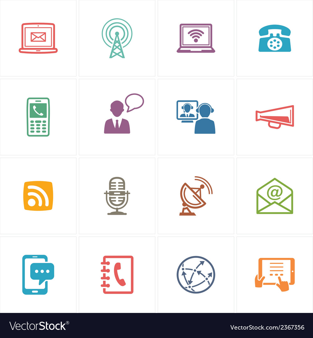 Communication Icons Set 1 - Colored Series Vector Image