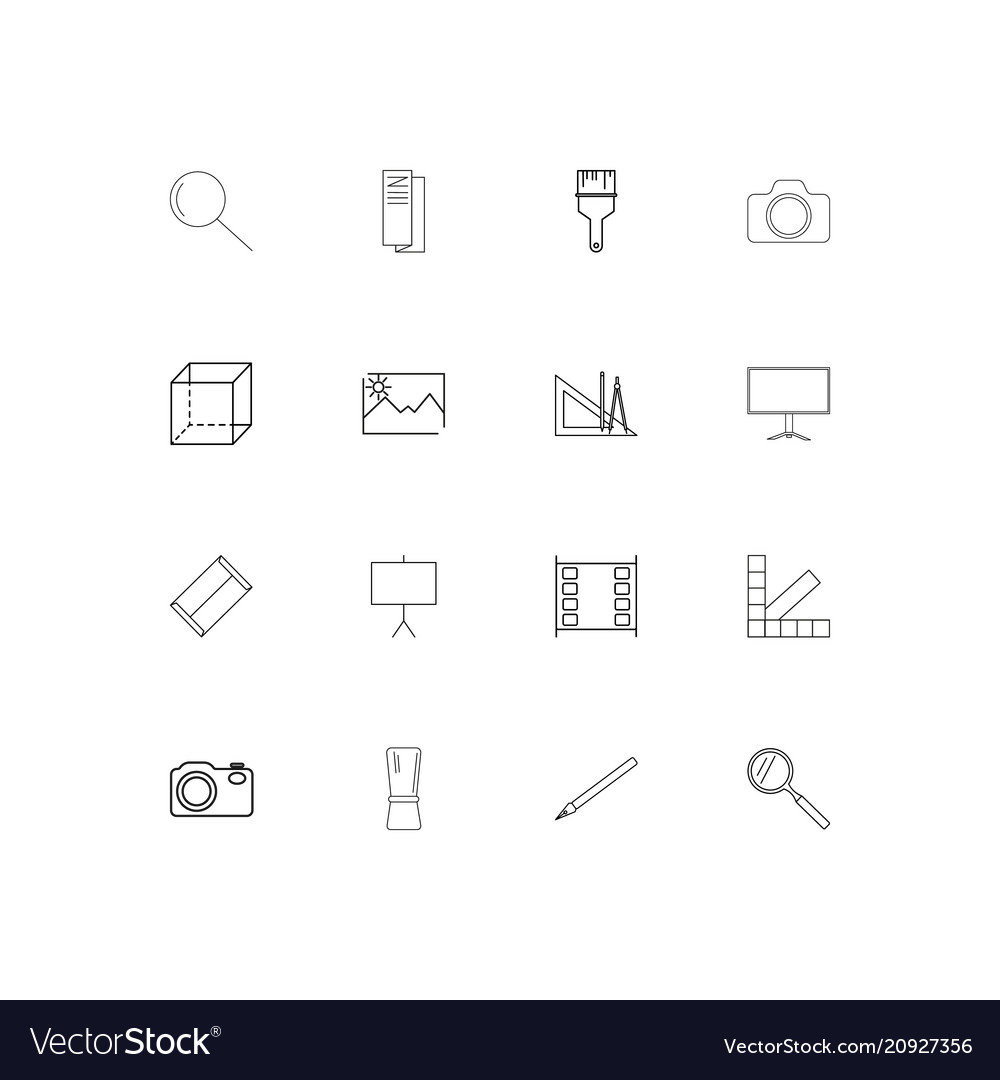 Creative process and design linear thin icons set