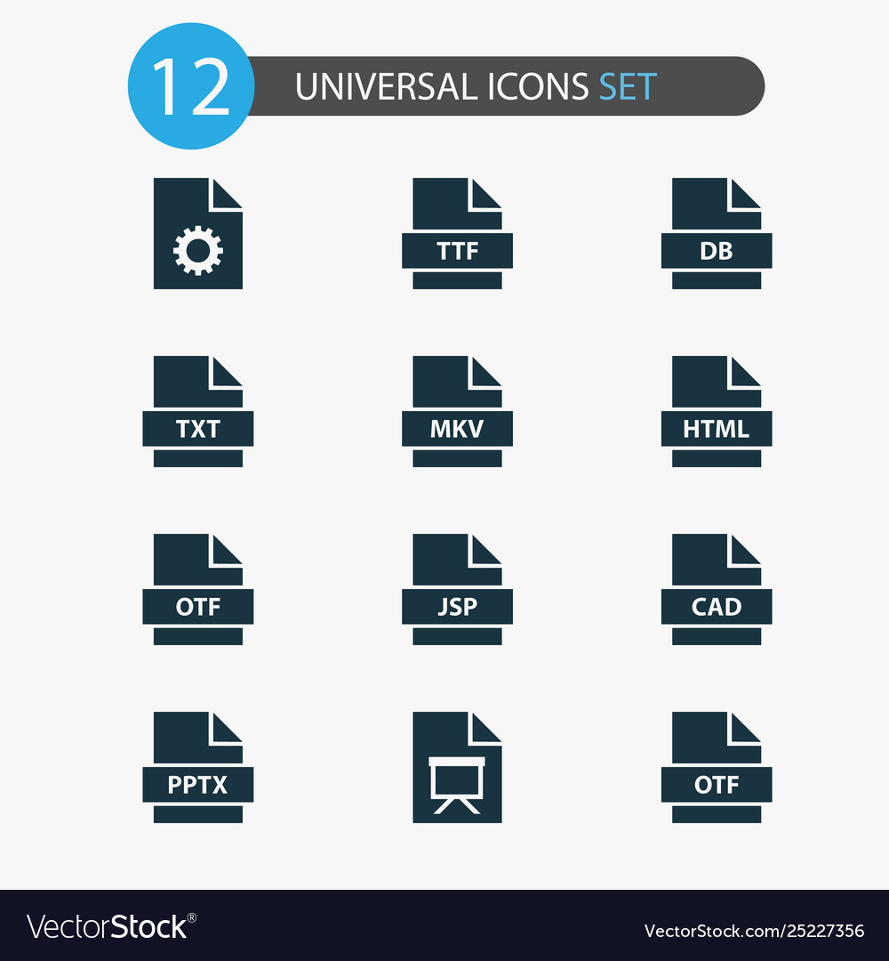 Document icons set with mkv presentation