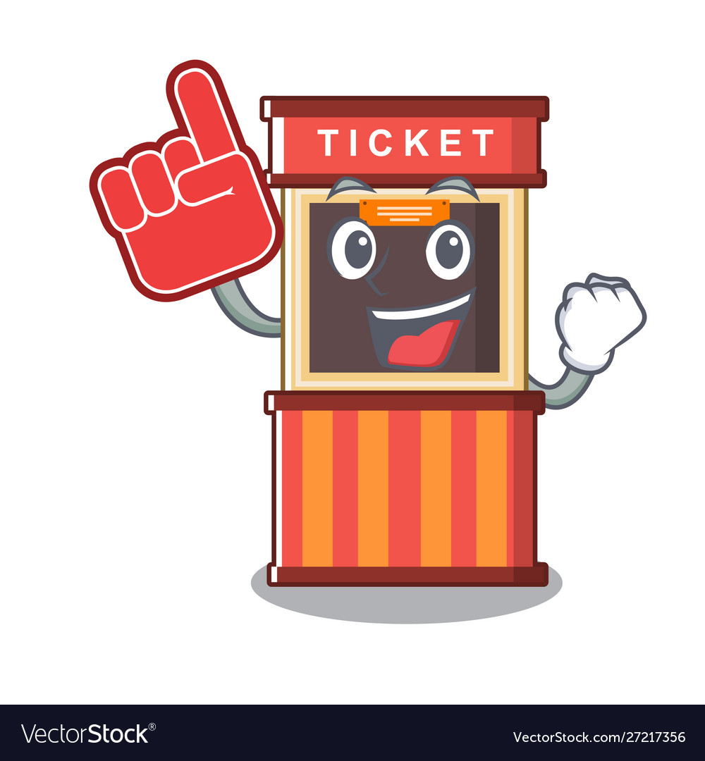 Foam Finger Ticket Booth In Character Door Vector Image