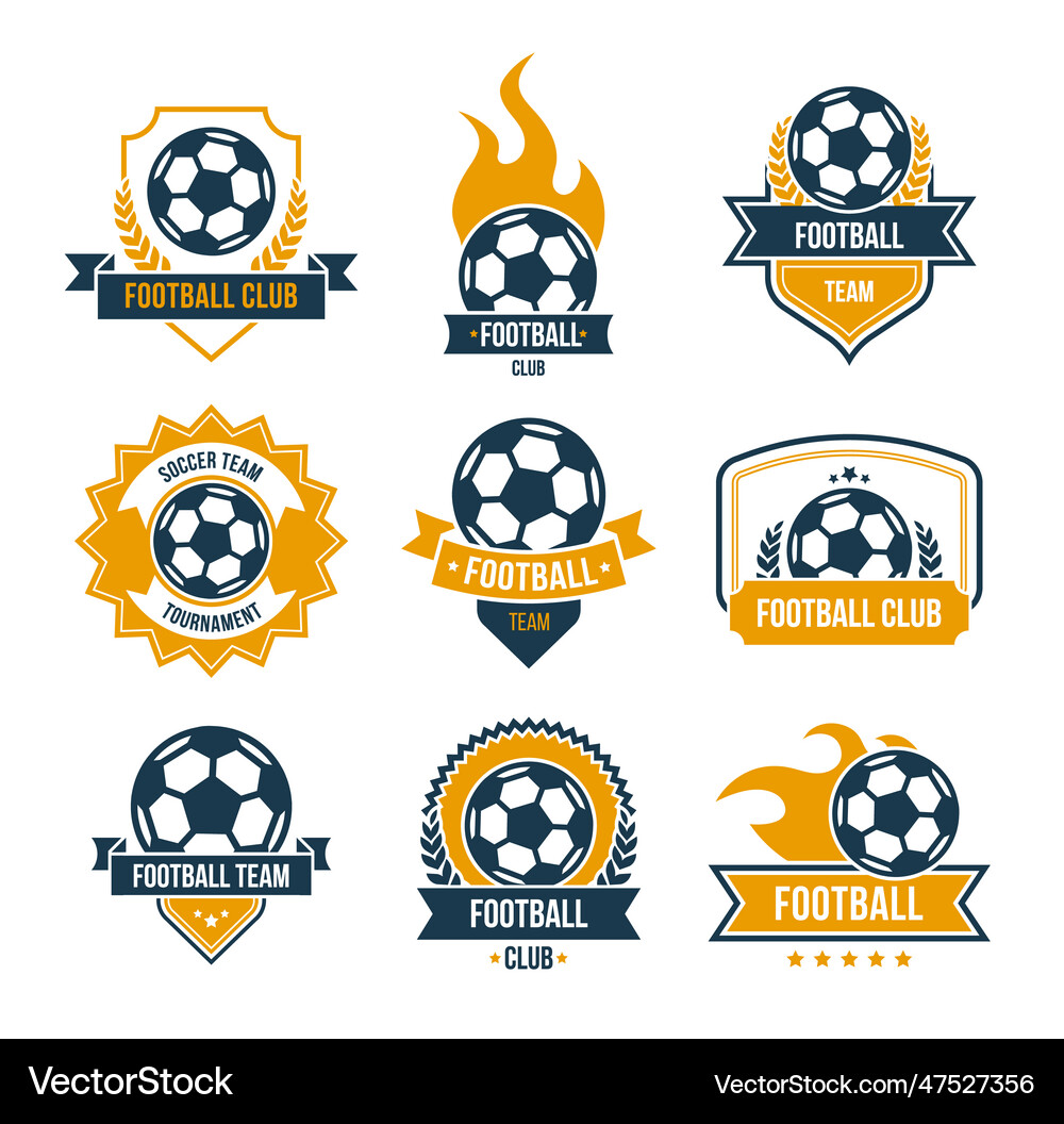 Football badges flat icon set Royalty Free Vector Image