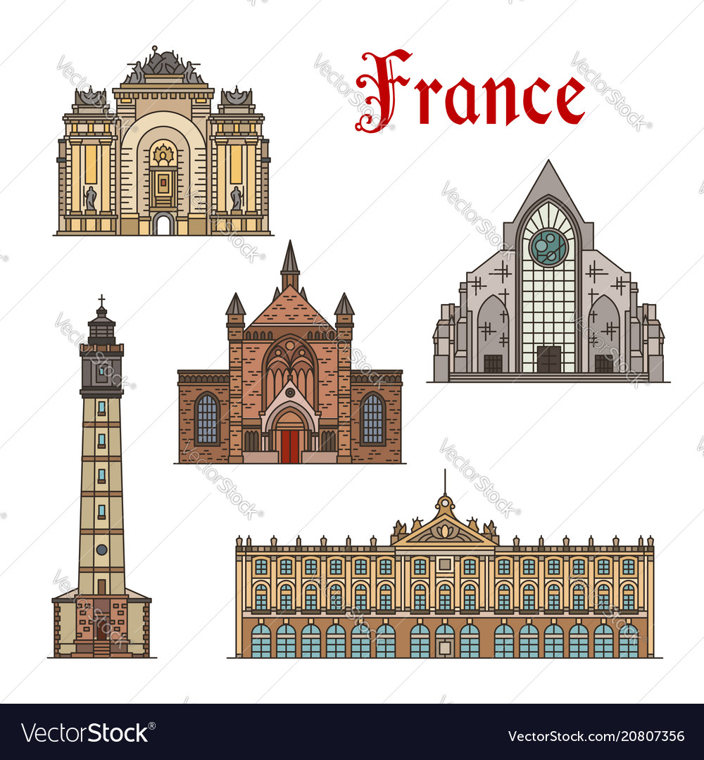 France travel landmarks facade buildings Vector Image