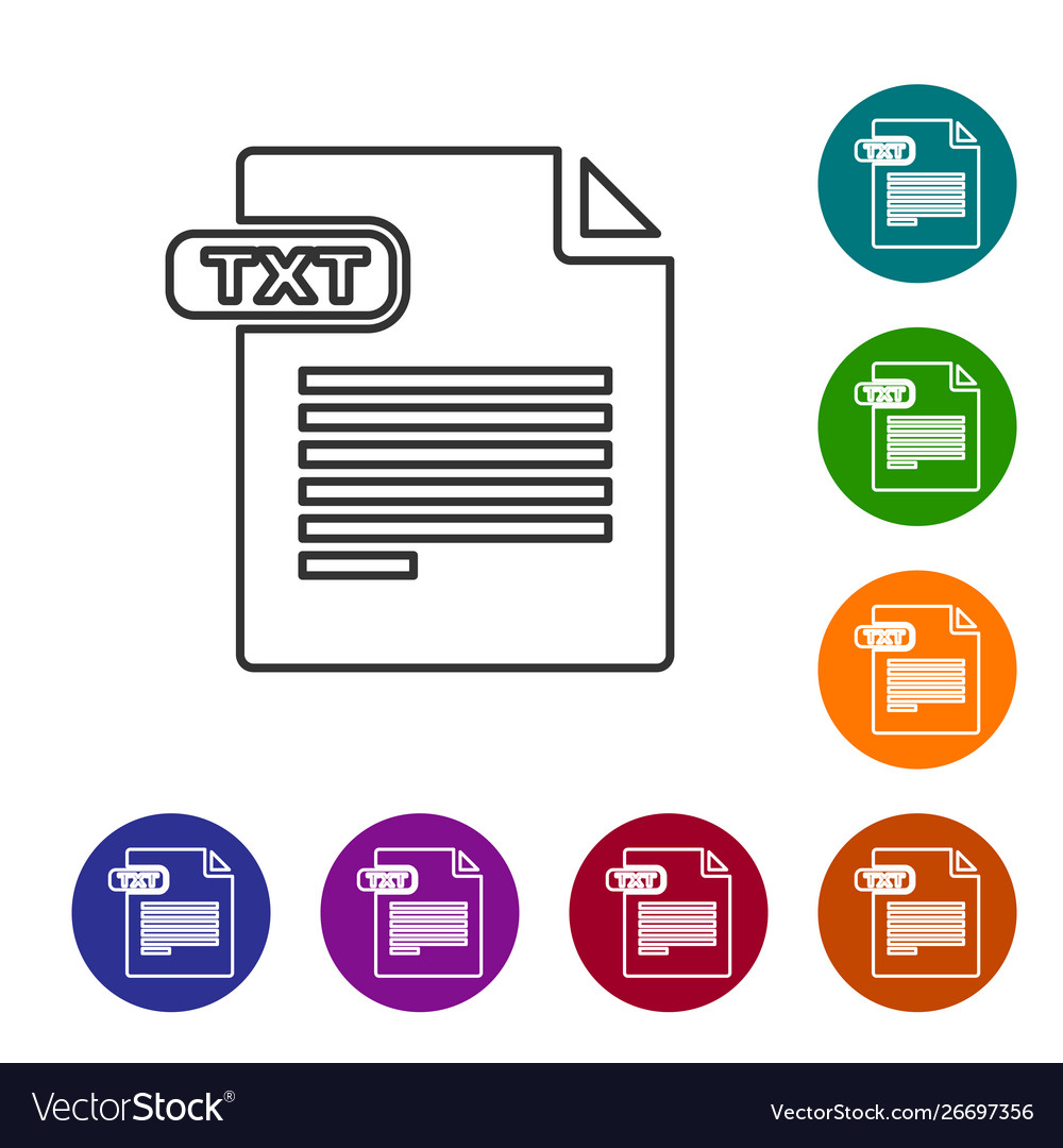 Grey line txt file document download button vector image Grey line txt file document download button