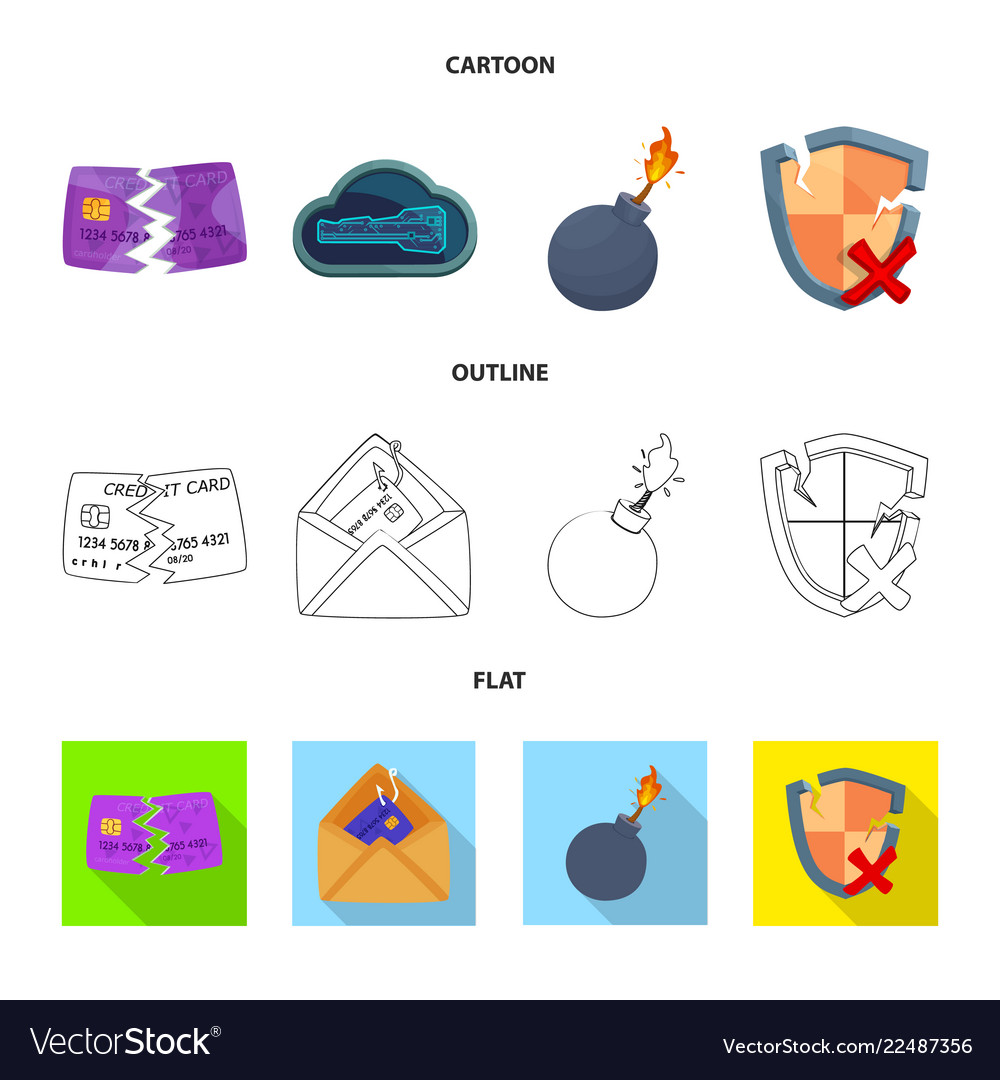 Isolated object of virus and secure sign set vector image Isolated object of virus and secure sign set