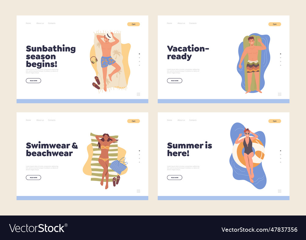 Isolated set of landing page design template