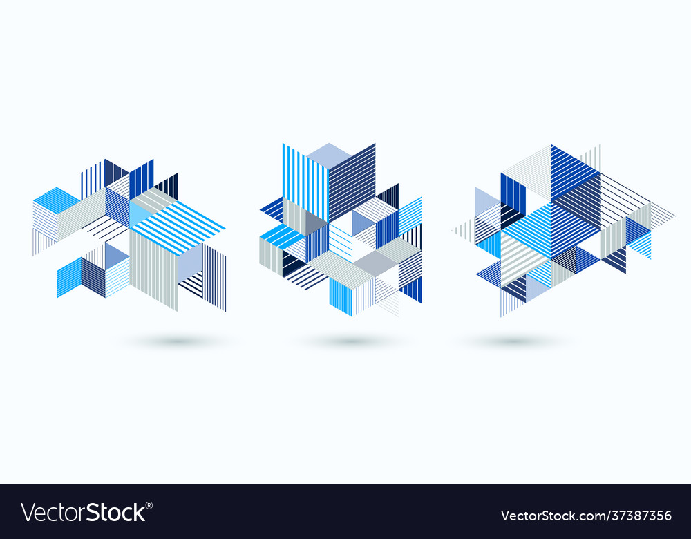 Line design 3d cubes and triangles abstract