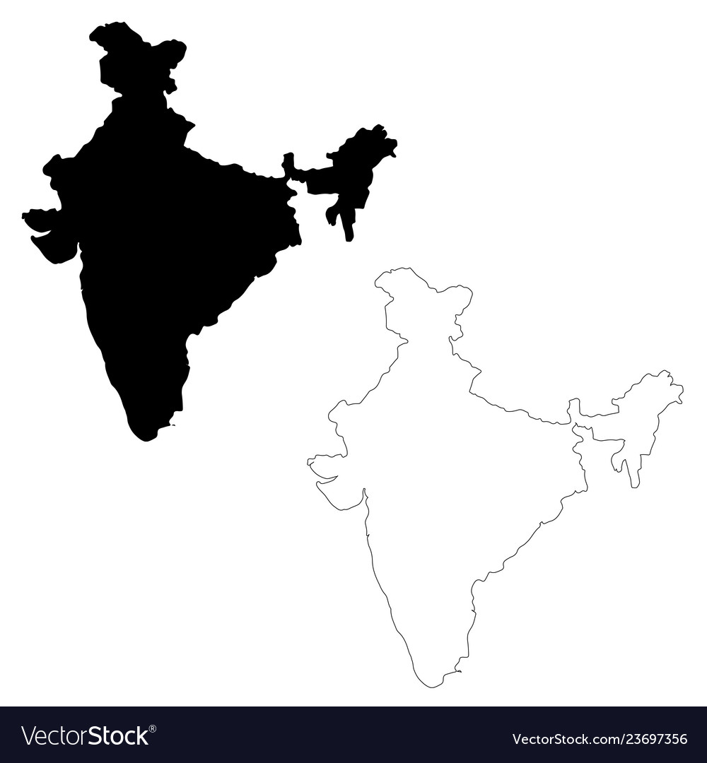 Map india isolated black Royalty Free Vector Image