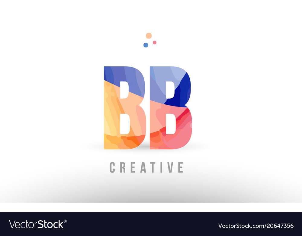 Orange blue alphabet letter bb b logo icon