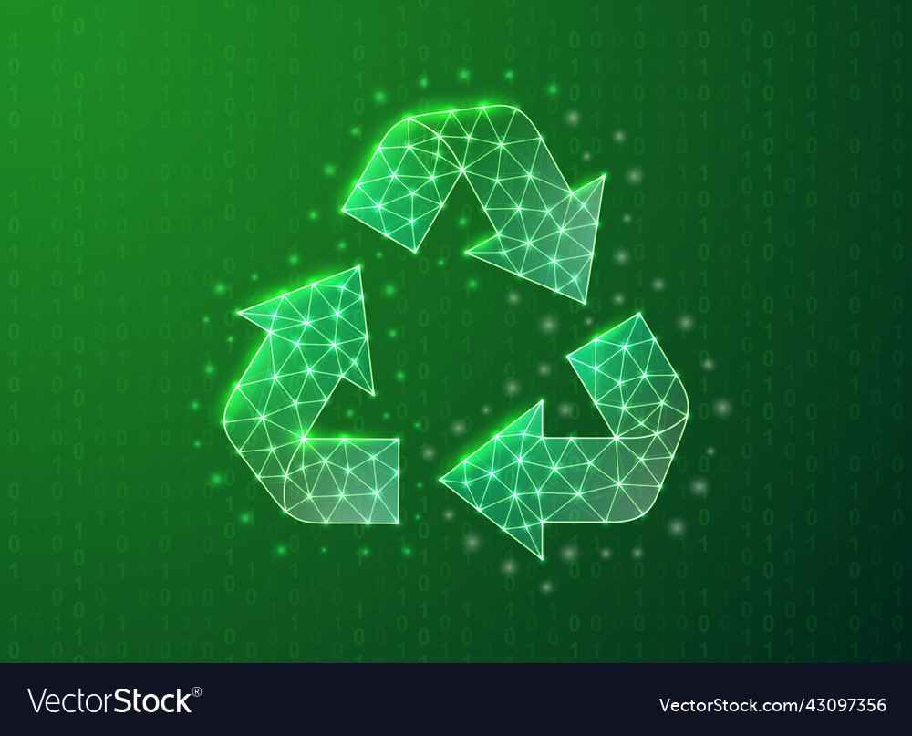 Recycle polygonal symbol with binary code Vector Image Recycle polygonal symbol with binary code