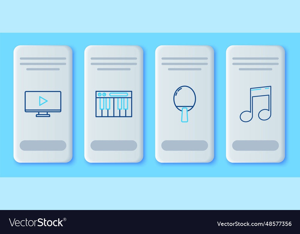 Set line music synthesizer racket for playing vector image Set line music synthesizer racket for playing