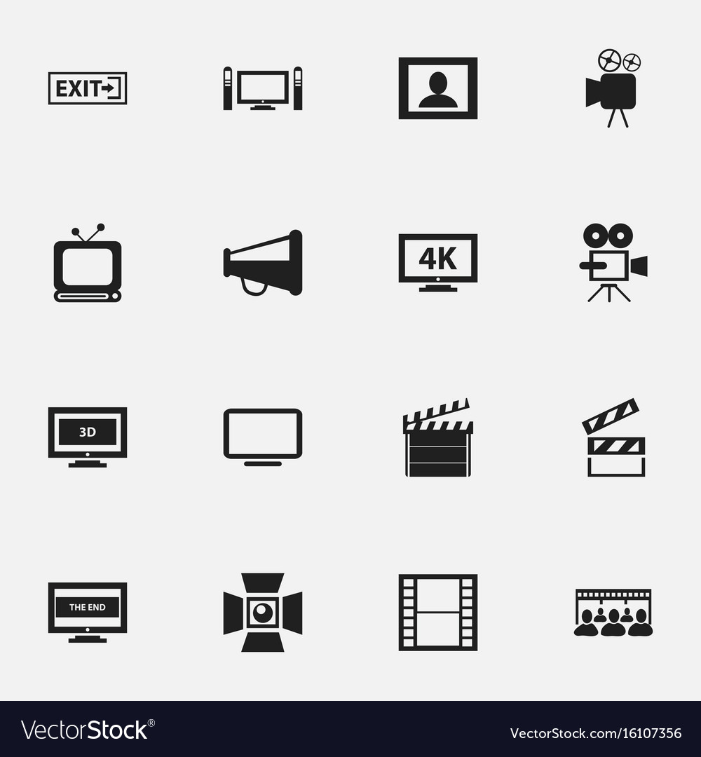 Set of 16 editable filming icons includes symbols