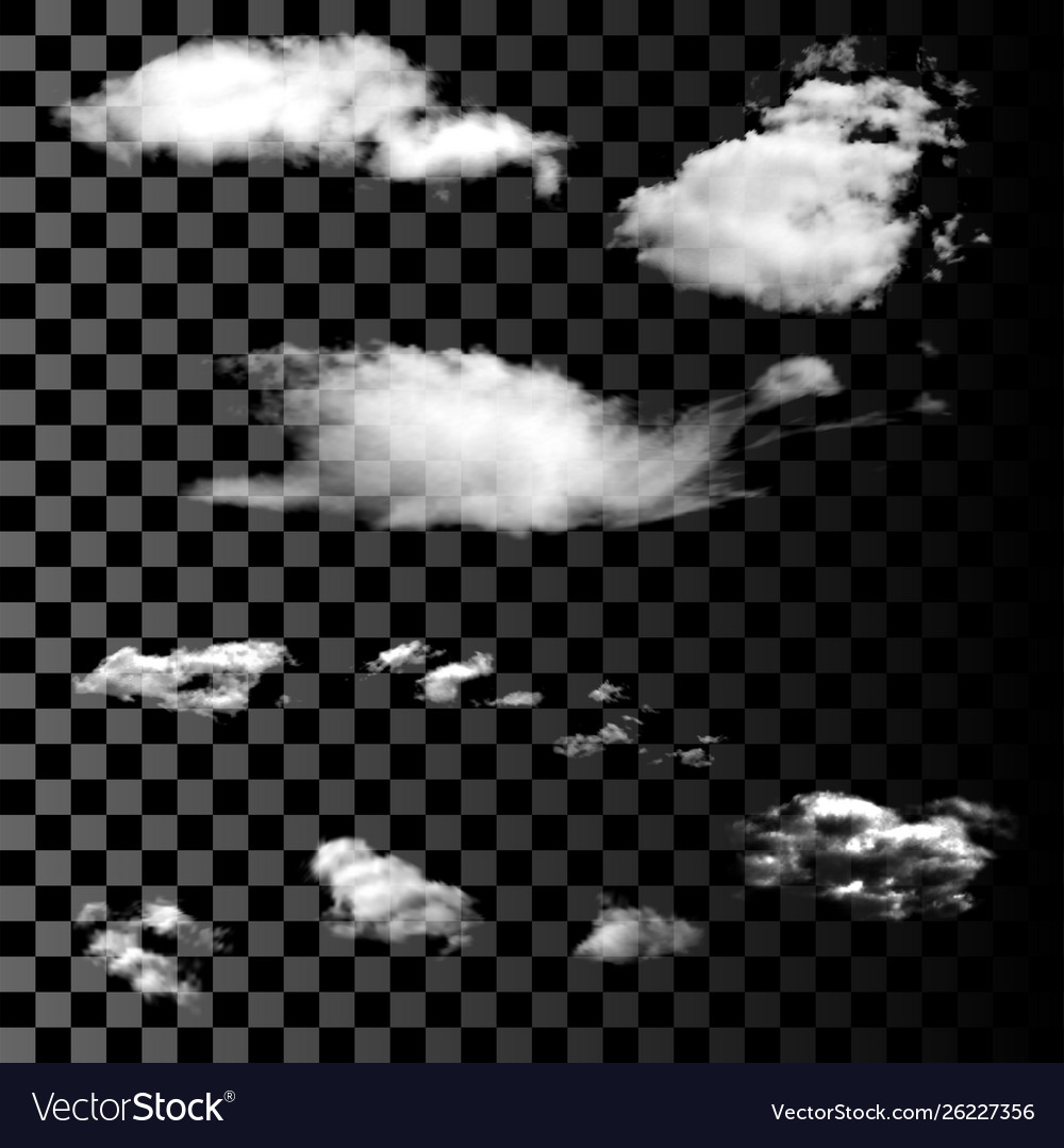 Set realistic and transparent isolated clouds vector image Set realistic and transparent isolated clouds