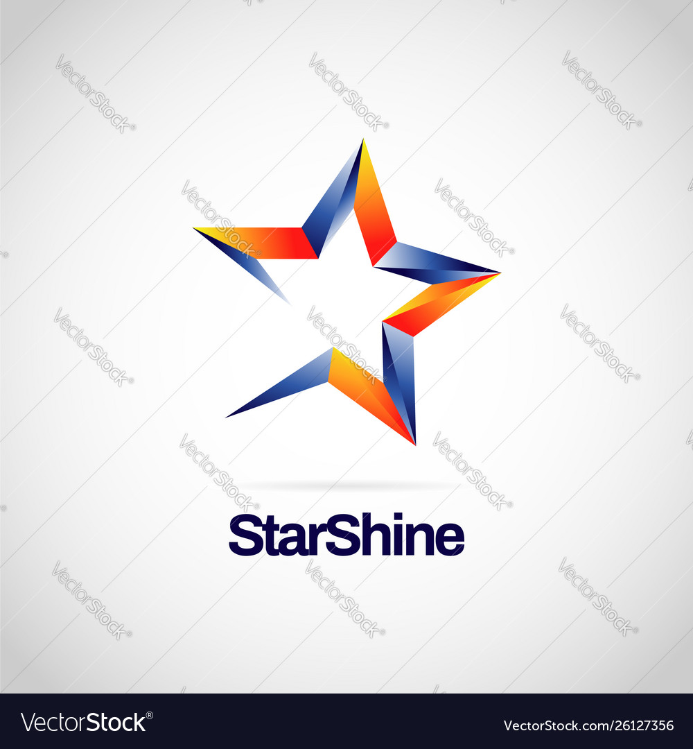 Shiny blue orange star logo symbol Royalty Free Vector Image