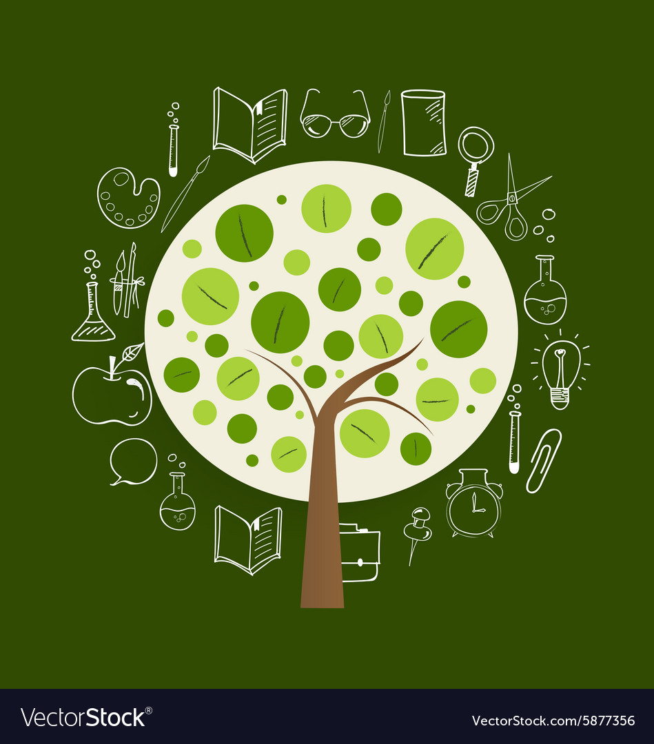 Tree with application icon modern template design