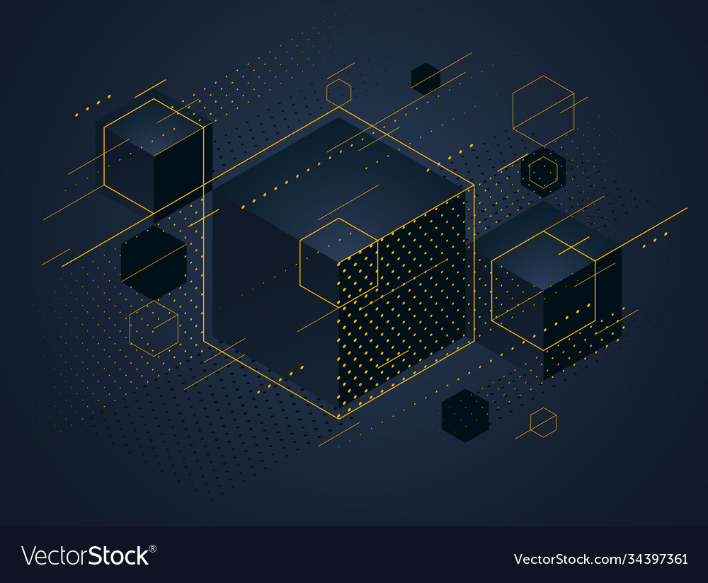 Abstract design with cluster black 3d cubes Vector Image Abstract design with cluster black 3d cubes