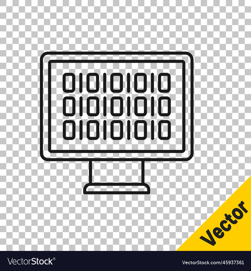 Black line binary code icon isolated