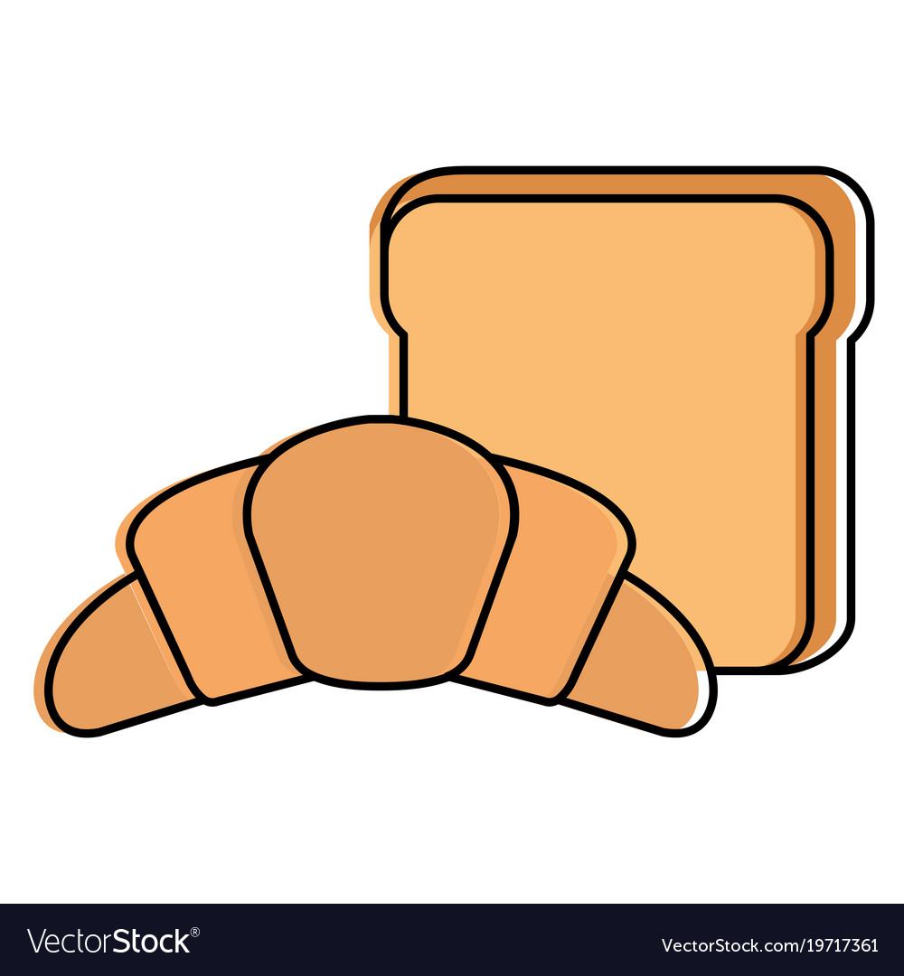 Bread toast with croissant Royalty Free Vector Image