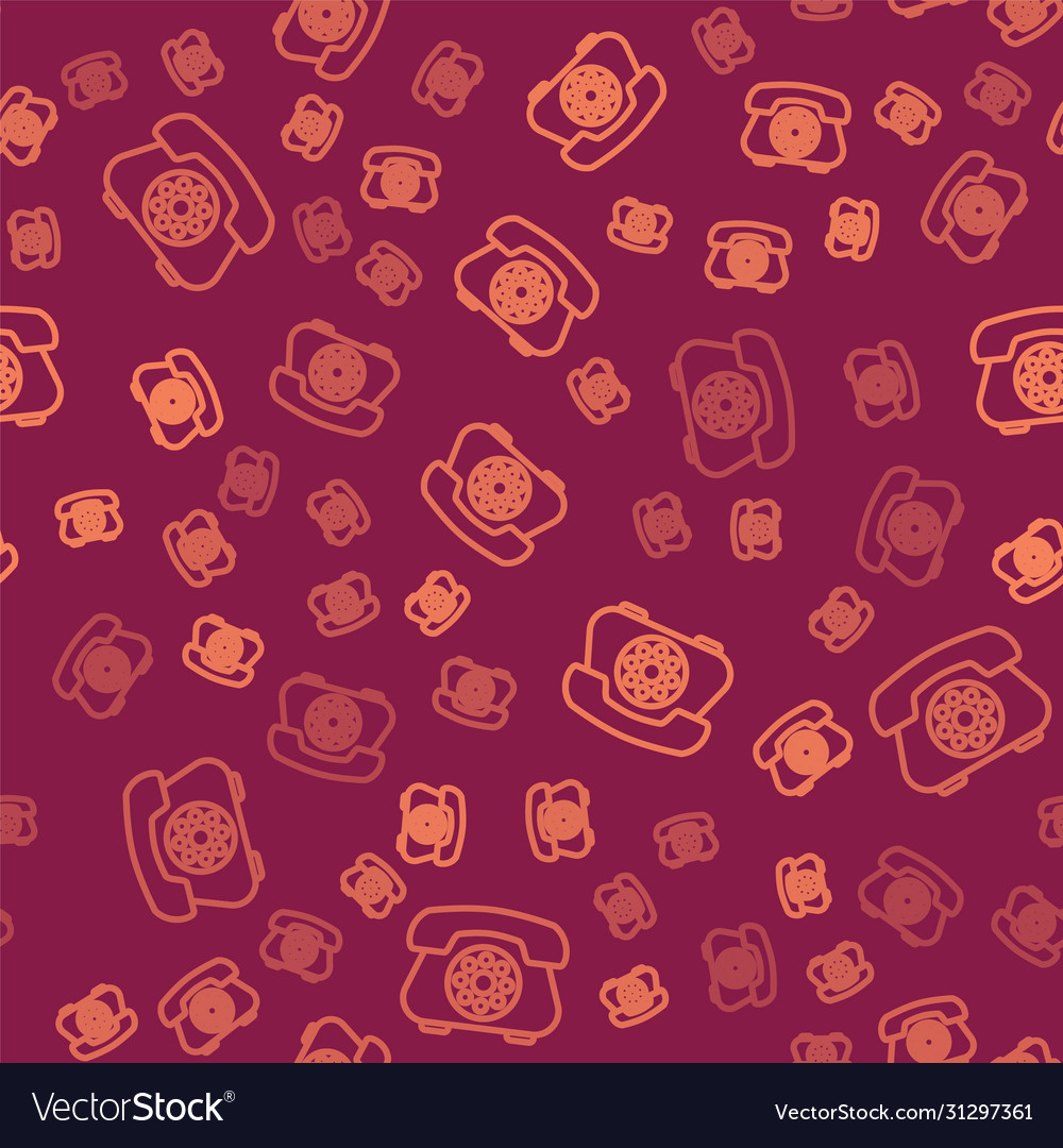 Brown line telephone icon isolated seamless Vector Image