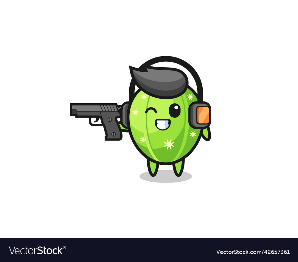 Cactus cartoon doing shooting range