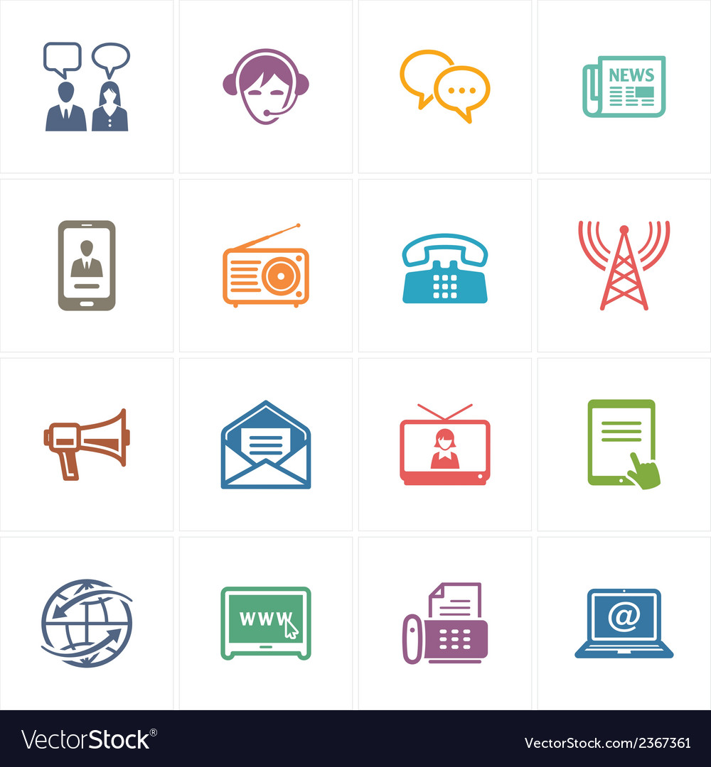 Communication icons set 2 - colored series Vector Image