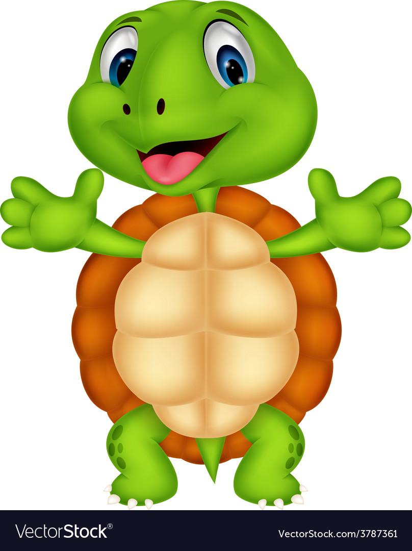 Cute turtle cartoon posing Royalty Free Vector Image