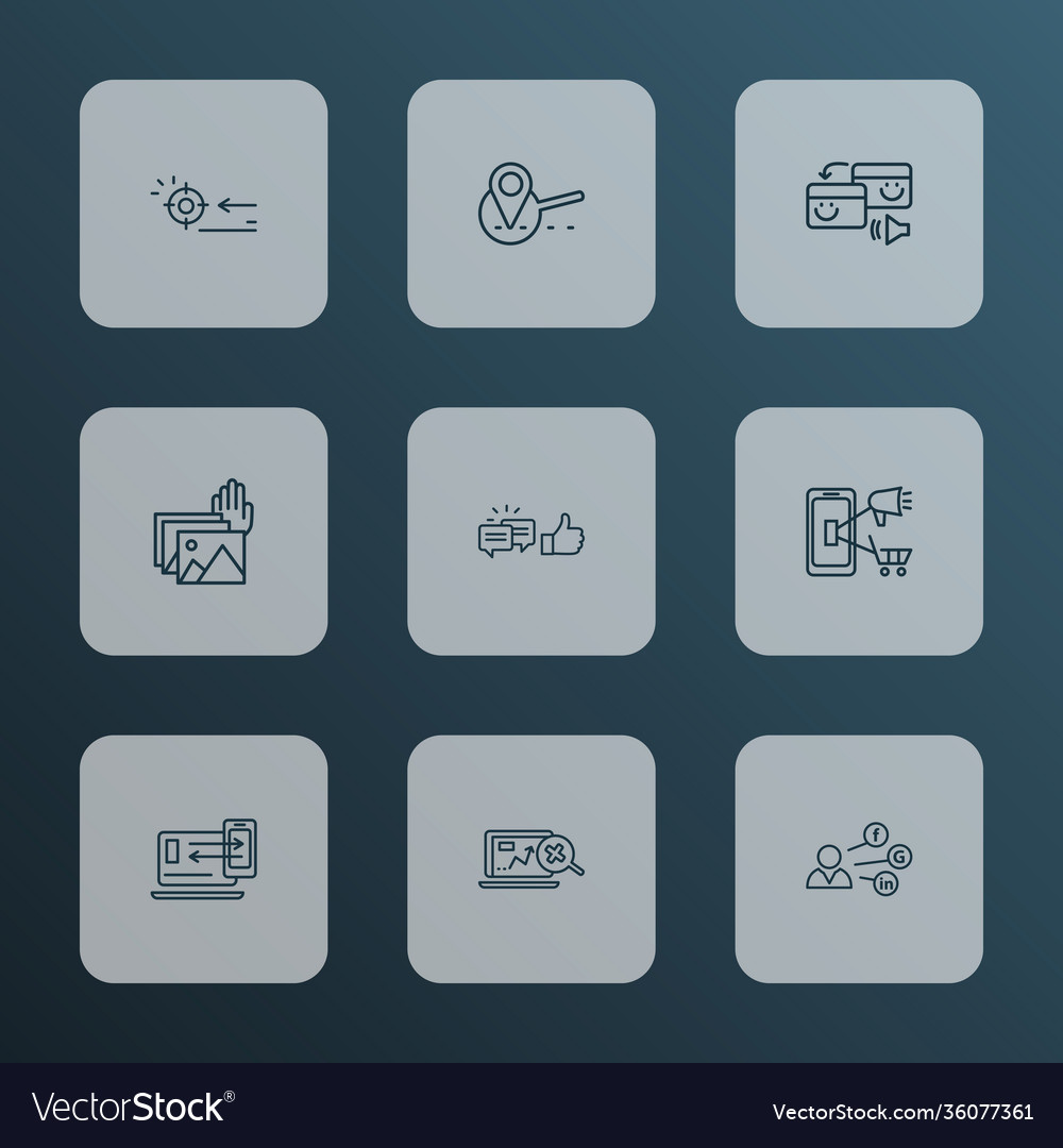 Engine icons line style set with responsive design vector image Engine icons line style set with responsive design