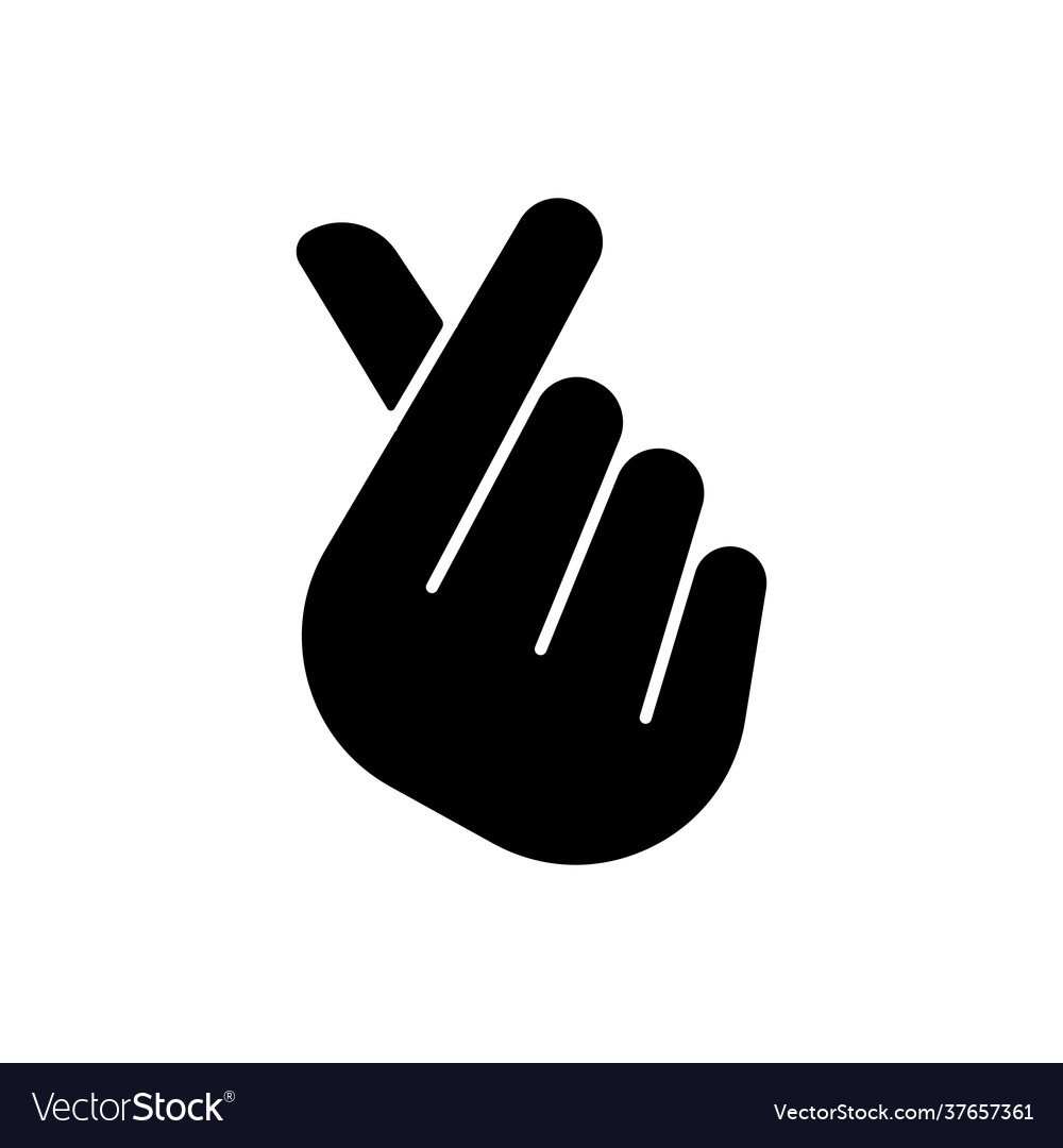 Finger heart black glyph icon