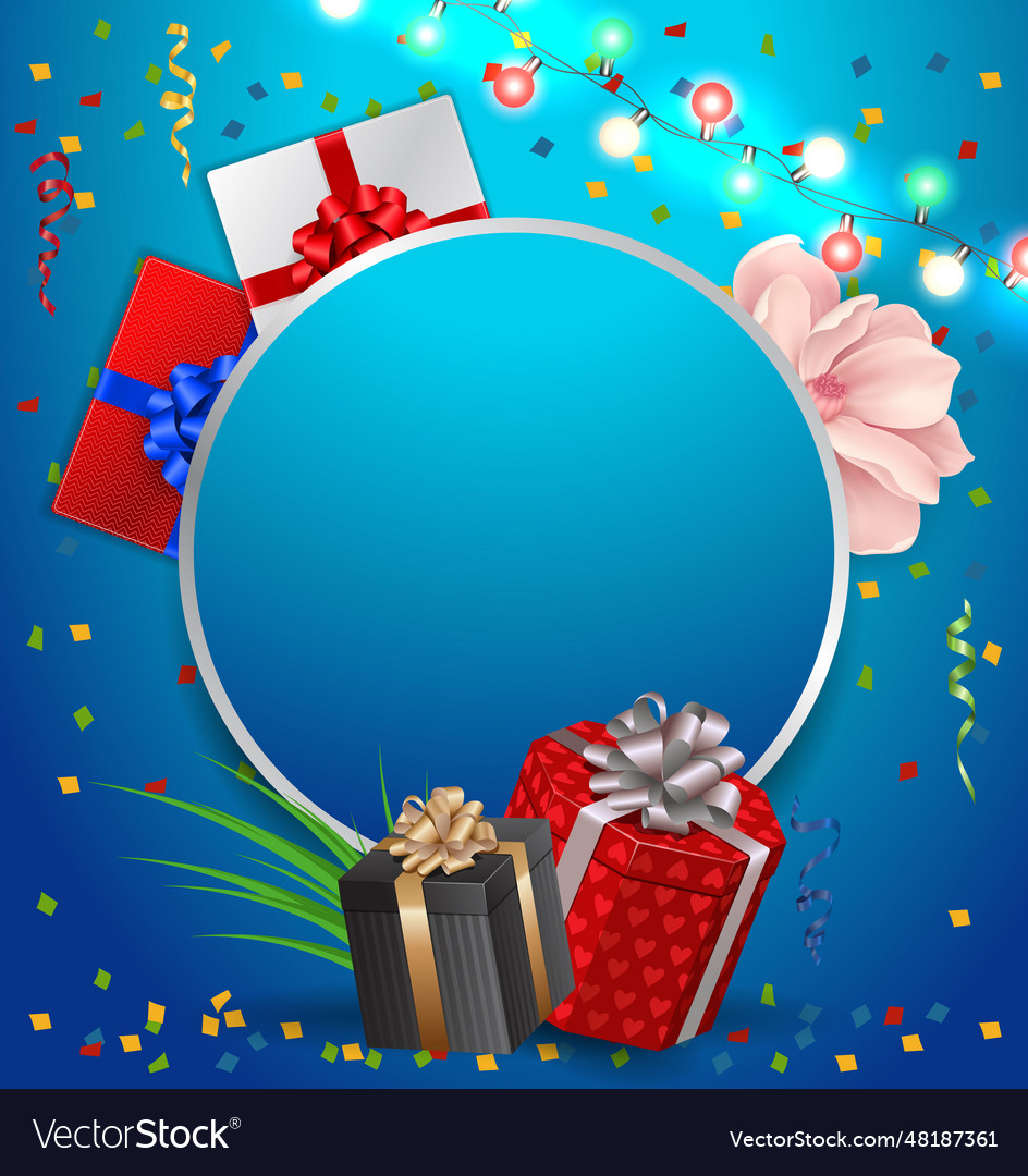 Greeting card and empty round frame vector image Greeting card and empty round frame