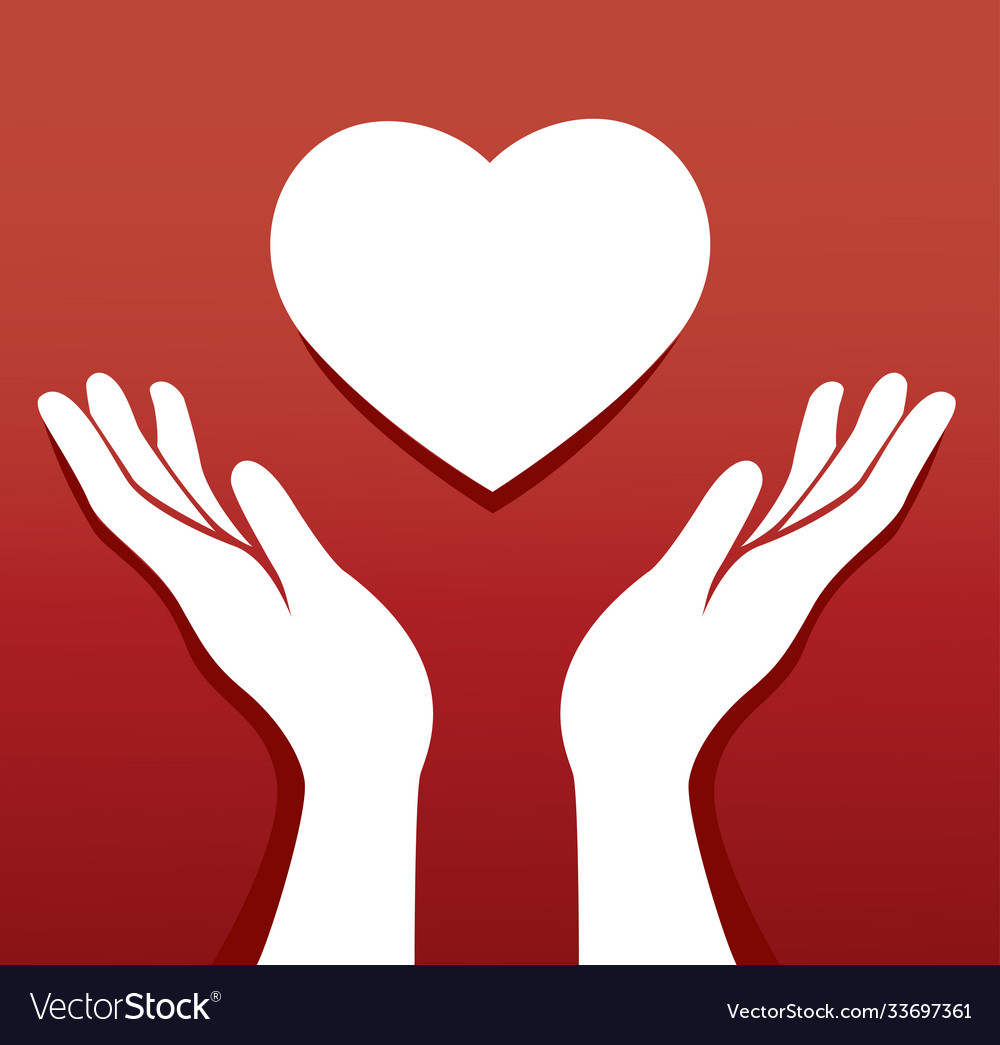 Hands pray and heart icon vector image Hands pray and heart icon