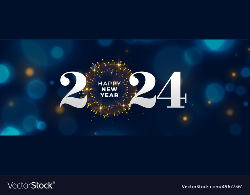 Happy new year 2024 firework celebration banner Vector Image