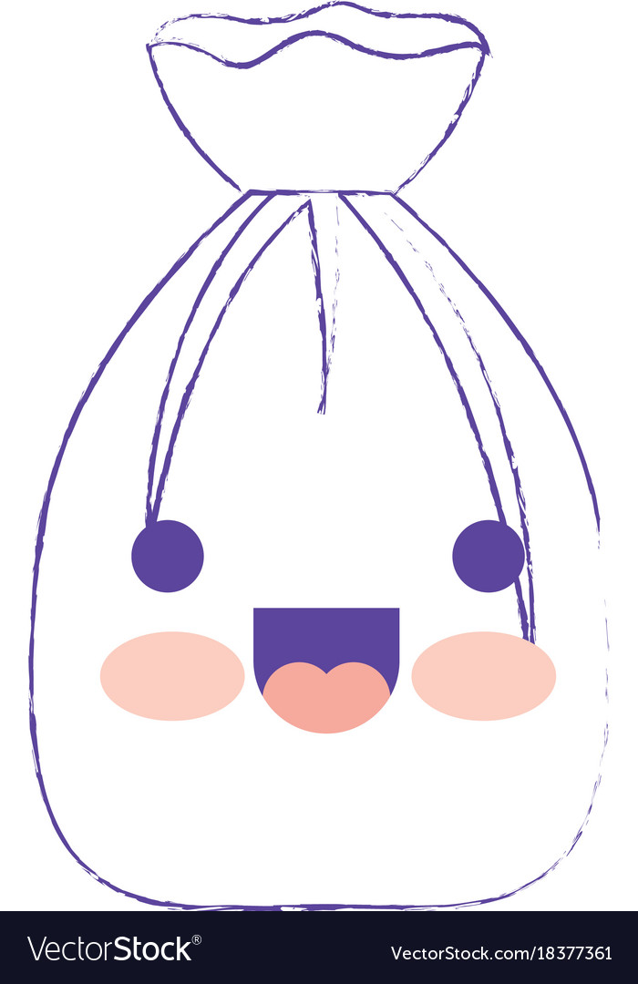 Kawaii garbage bag tied in purple blurred Vector Image