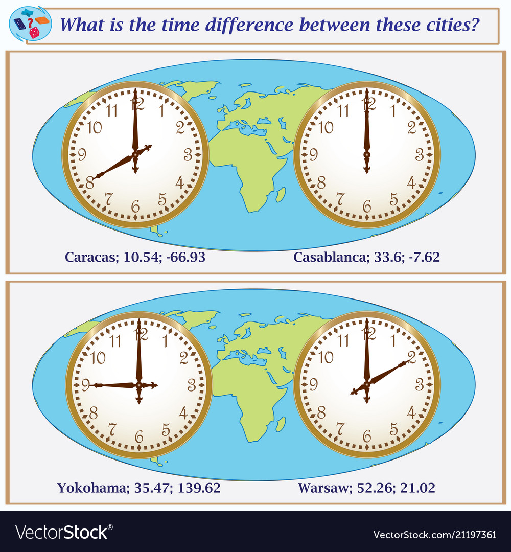 Logical task what is the time difference between vector image Logical task what is the time difference between