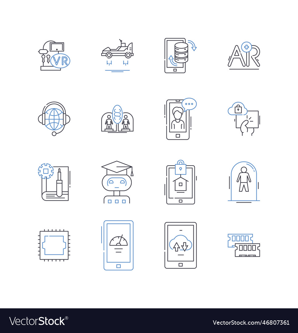 Nerk security line icons collection encryption Vector Image Nerk security line icons collection encryption