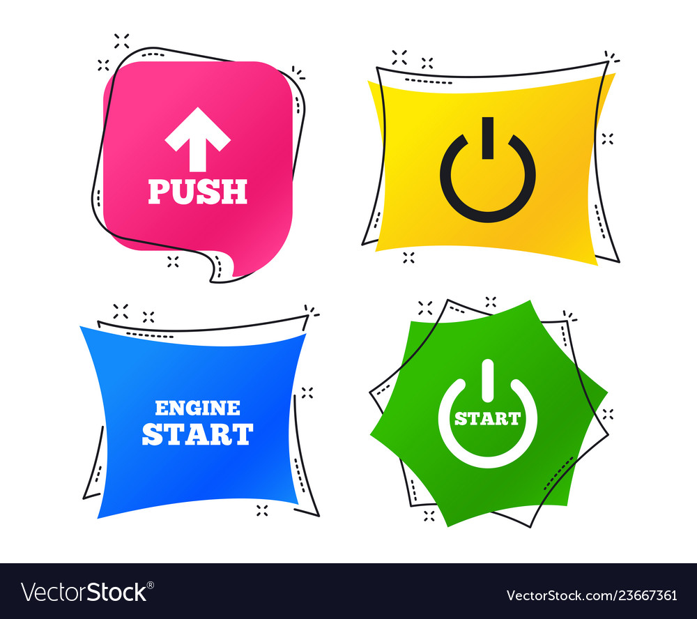 Power icons start engine symbol push arrow
