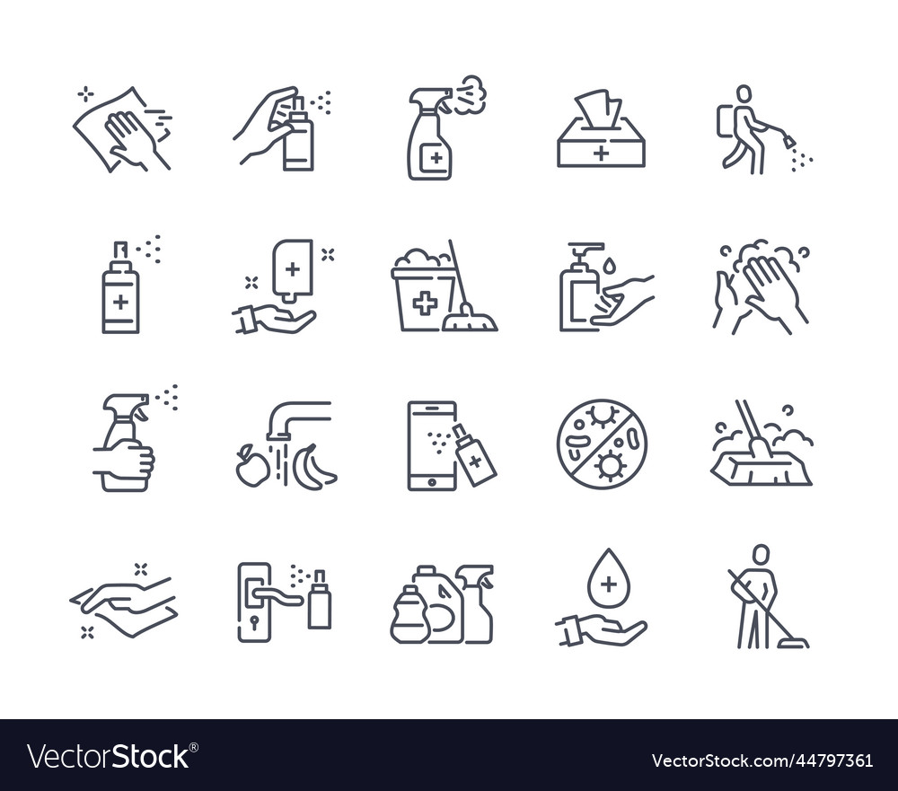 Set of simple icons related to cleaning Royalty Free Vector