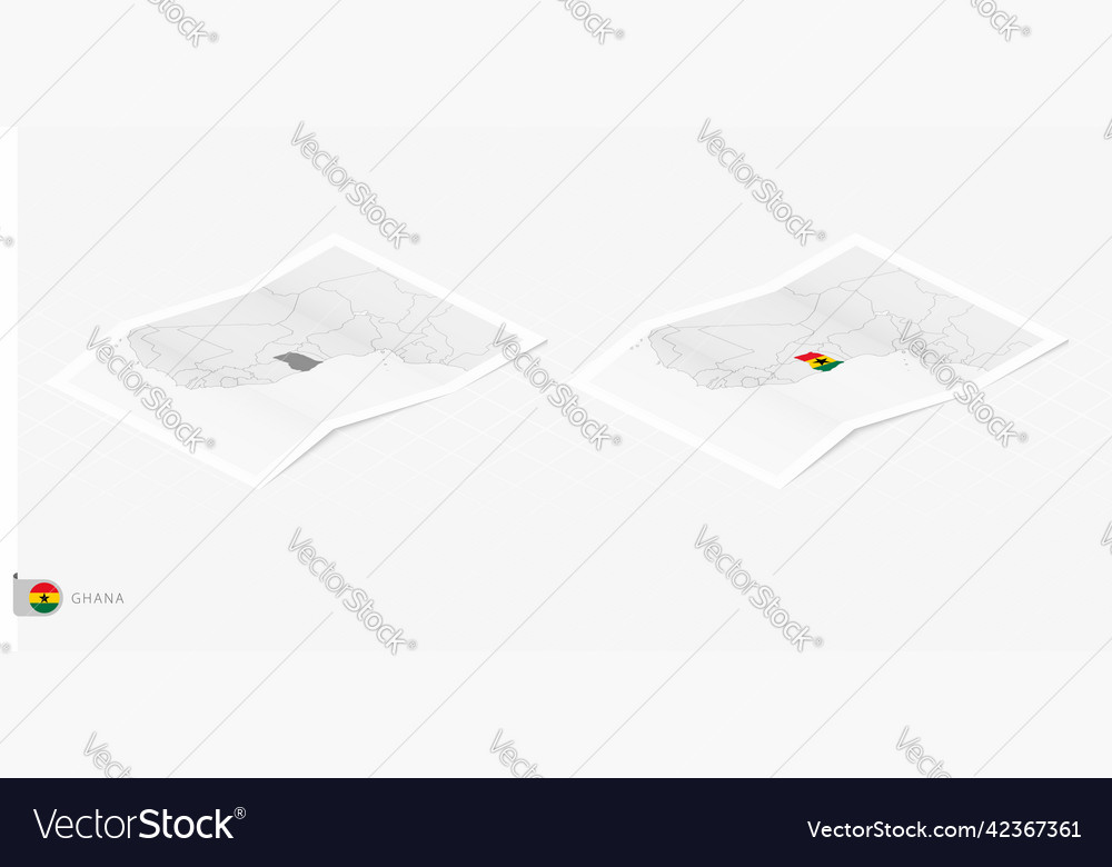 Set of two realistic map ghana with shadow