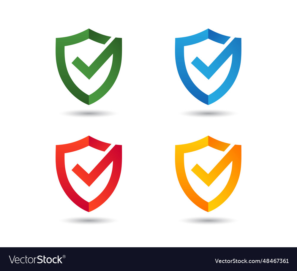 Shield check mark icon set vector image Shield check mark icon set