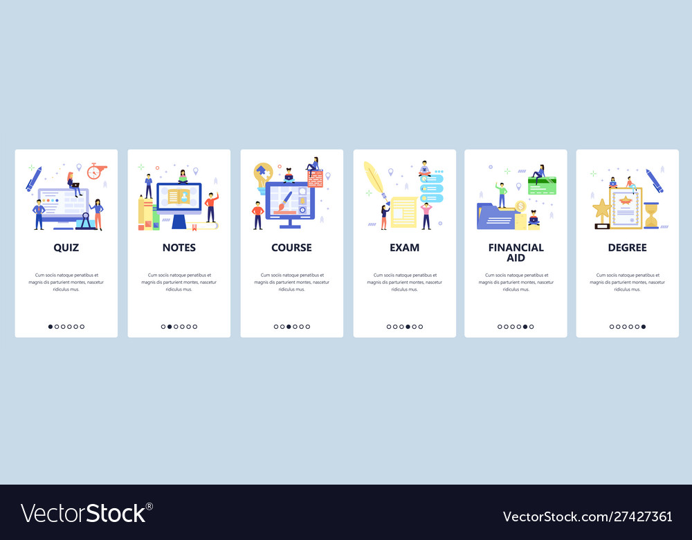 Website and mobile app onboarding screens