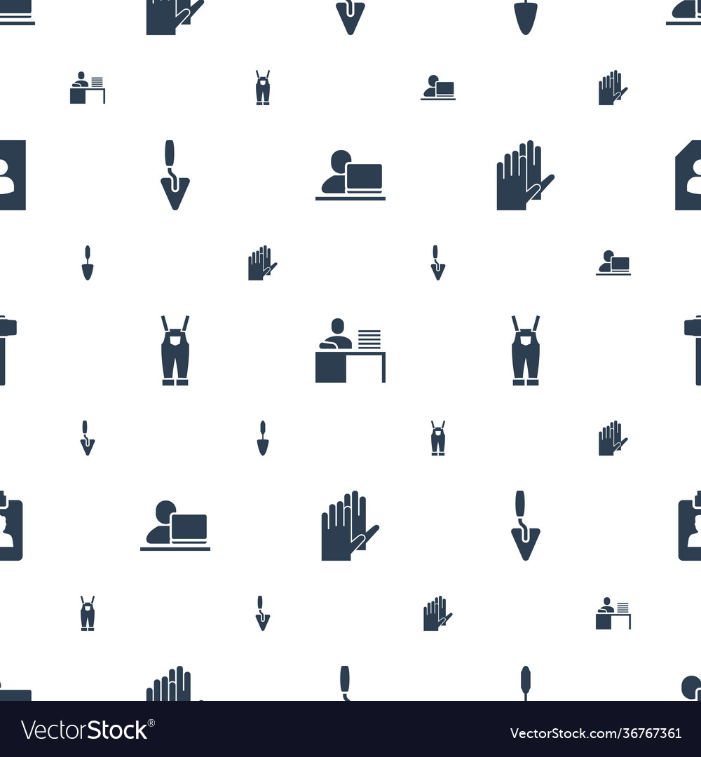 Worker icons pattern seamless white background vector image Worker icons pattern seamless white background
