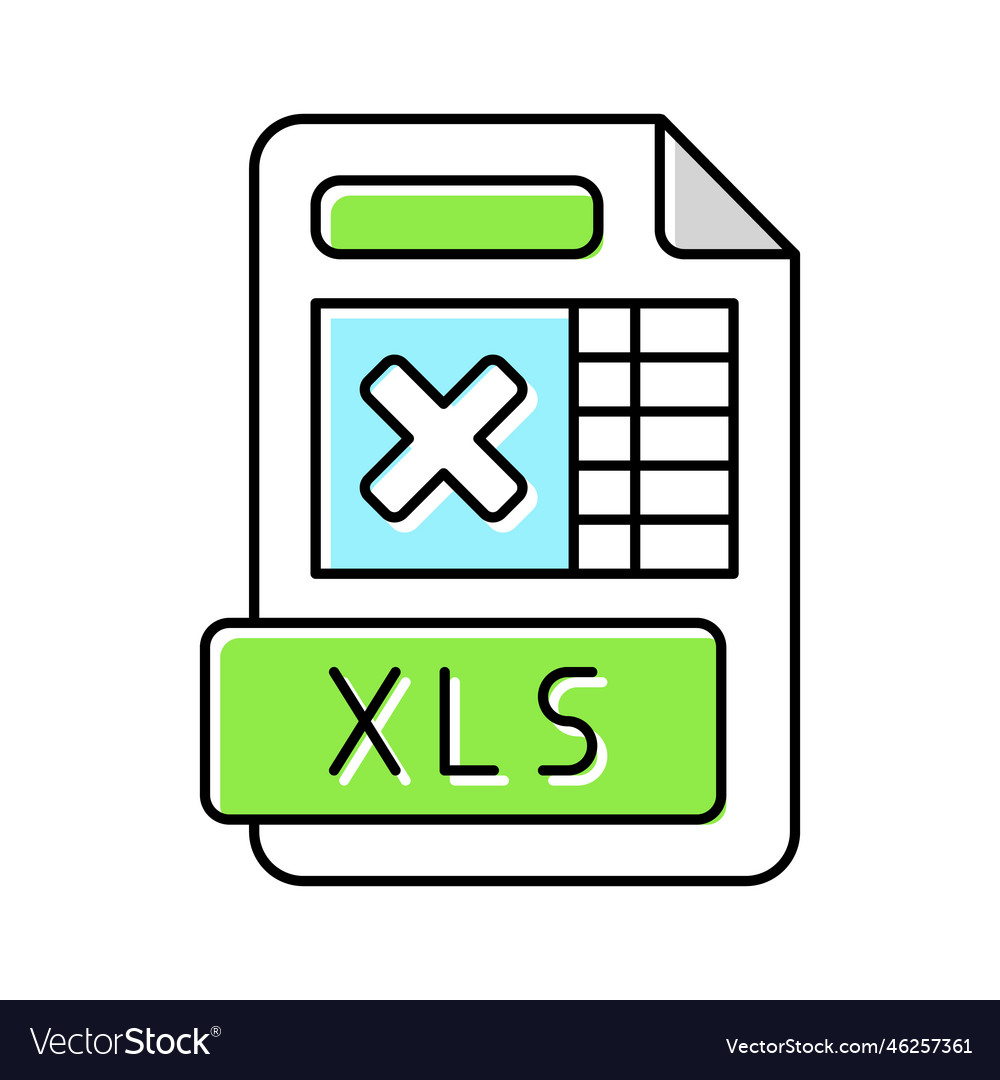 Xls file format document color icon vector image Xls file format document color icon