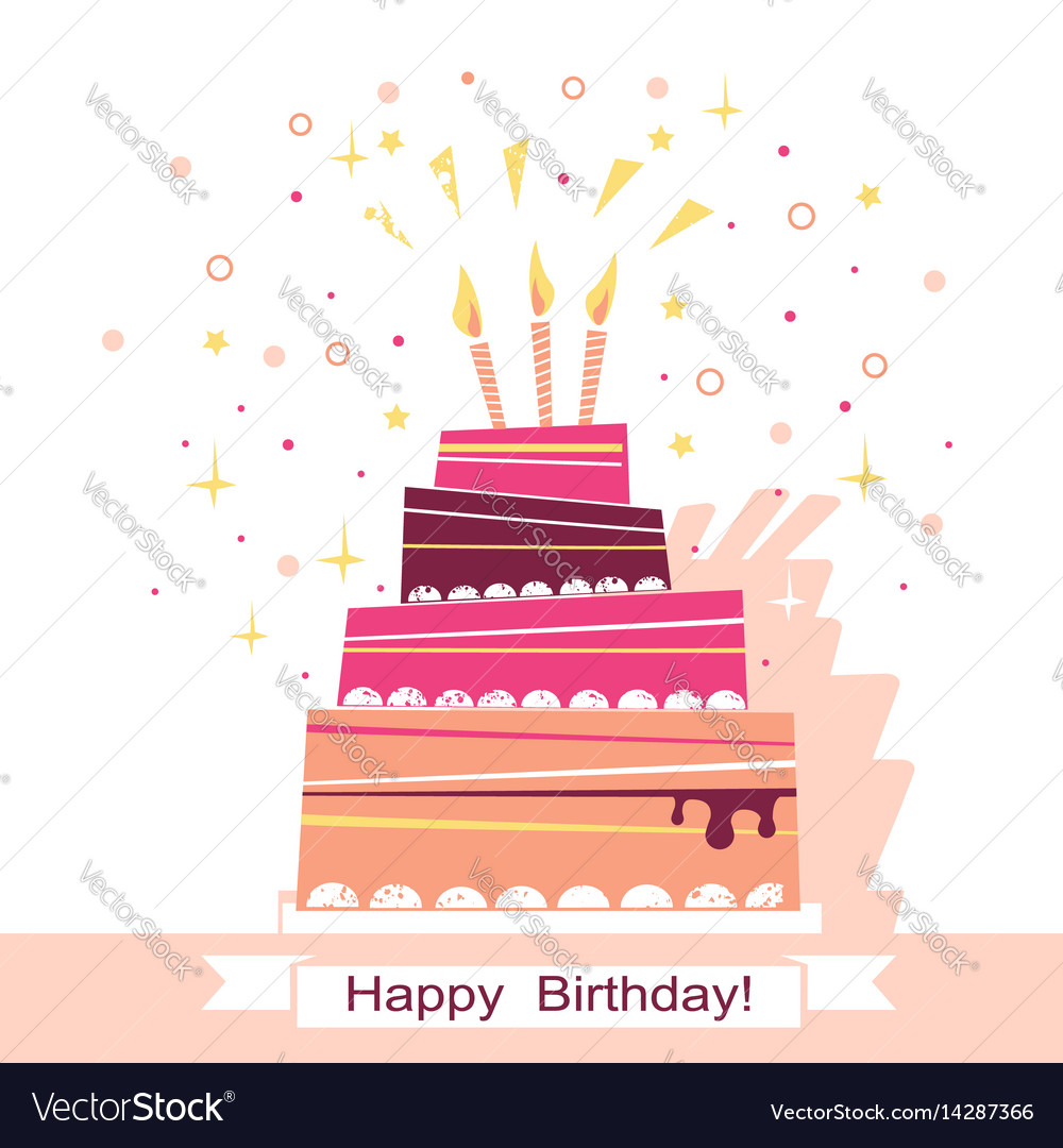 Birthday sweet cake card Royalty Free Vector Image