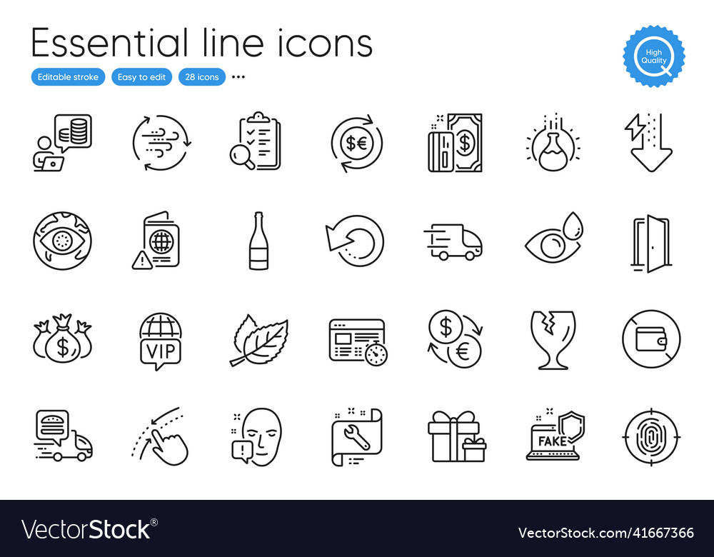 Budget accounting payment and inspect line icons