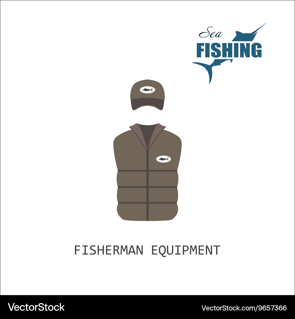 Cap and jacket Fisherman equipment Royalty Free Vector Image