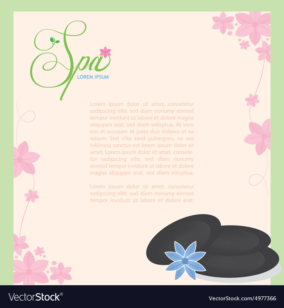 Colored background with text and spa icons