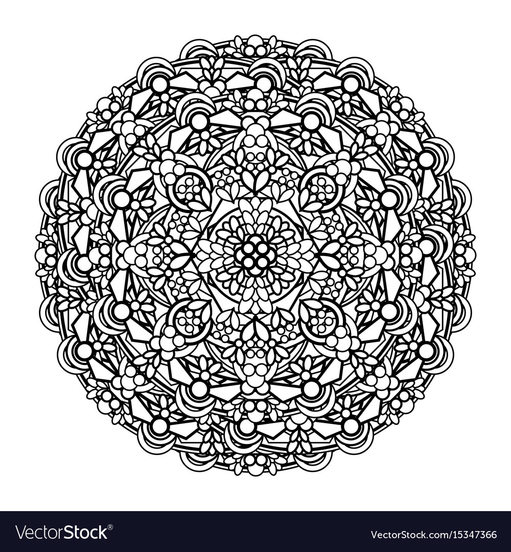 Contour monochrome mandala ethnic religious