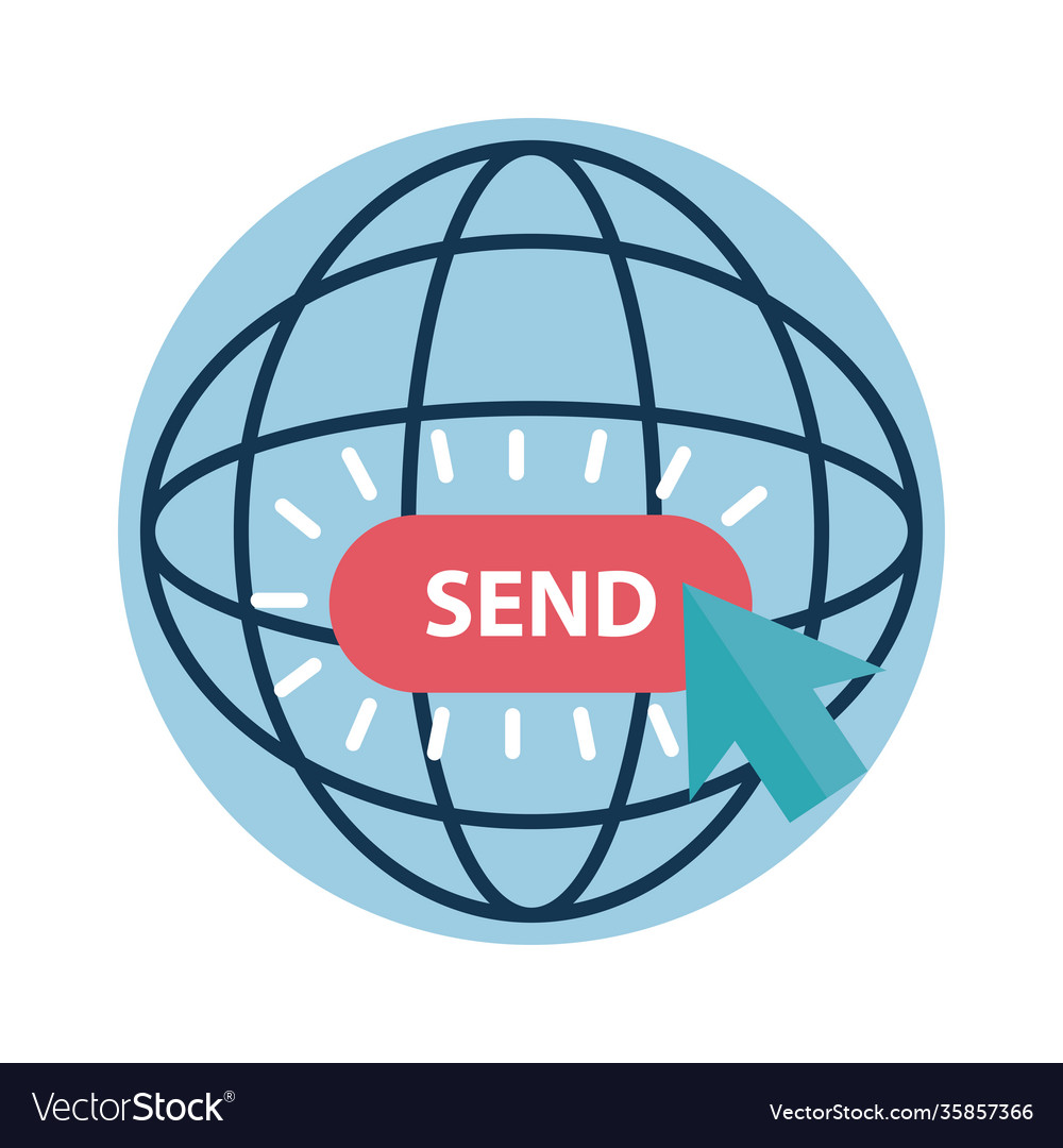 Digital marketing global sphere with send button