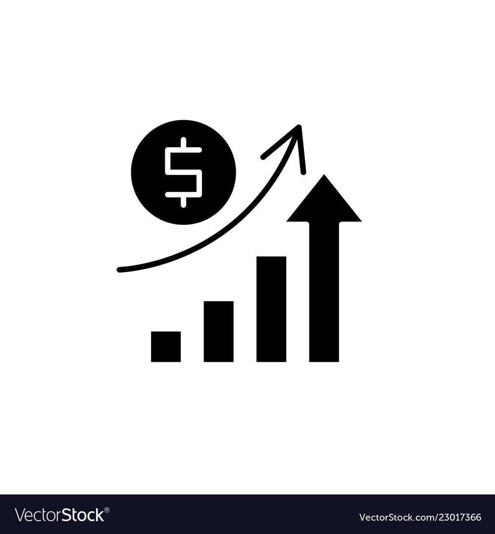 Economic growth black icon sign on Royalty Free Vector Image